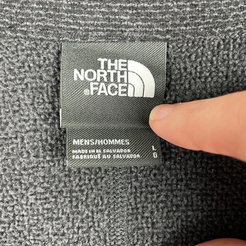 The North Face Fleece Sweater Mens L Black 1/4 Zip Textured Mid Layer Pullover